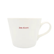 Keith Brymer Jones - Word Range - Standard Ceramic White Mug - jam first - 350ml - Gift Boxed