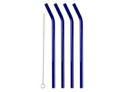 Straw with bend 21.5 cm 4 pcs Blue Glass