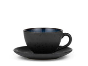 Cup w saucer 24cl black/blue