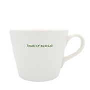 Keith Brymer Jones Word Range Medium Ceramic White Mug - best of British (green) - 350ml