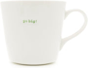 Keith Brymer Jones Word Range Large Ceramic White Mug - go big! (green) - 500ml