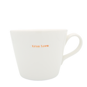 Keith Brymer Jones Word Range Medium Ceramic White Mug - true Love (orange) - 350ml