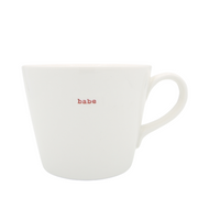 Keith Brymer Jones Word Range Medium Ceramic White Mug - babe (red) - 350ml