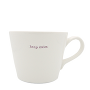 Keith Brymer Jones Word Range Medium Ceramic White Mug - keep calm (lilac) - 350ml