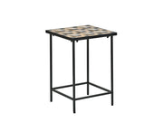 Side table w.stone insert Karv 38x38x54 cm Black Iron