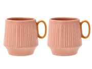 Mug w handle and fluted design Styles 0.3 l 2 pcs Rose/Amber