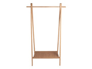 Clothes rack Ebern 92x39x153 cm White washed Solid oak/jute